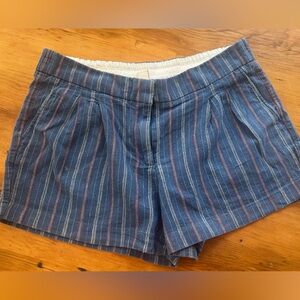 J. Crew Linen Blend Striped Women's Shorts, mid-rise, size 10